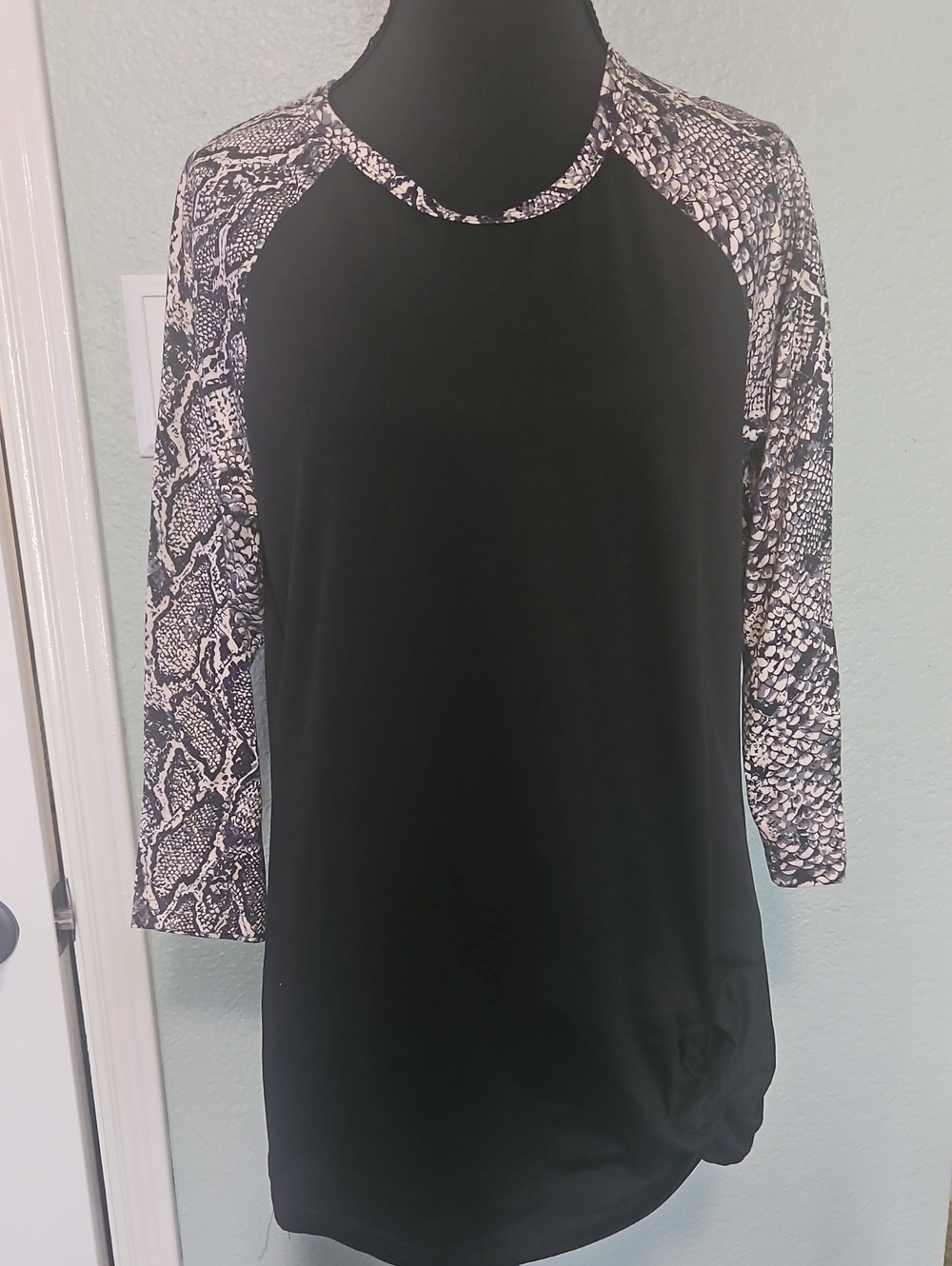 Crazy Train Black Dress with Snake-Print Sleeves